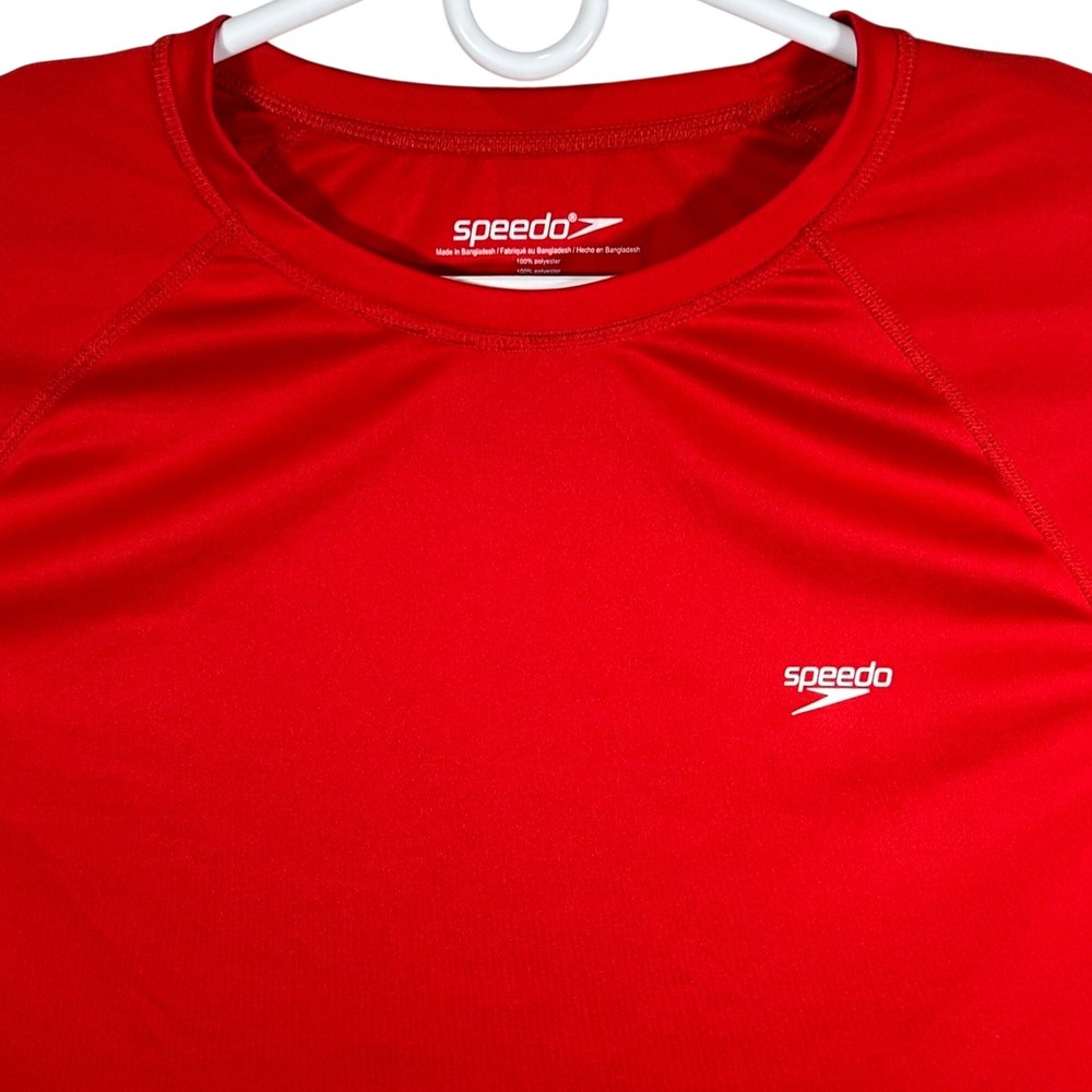 Speedo Mens XL Red Performance Short Sleeve Raglan T-Shirt Sports‎ Casual